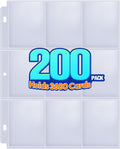 Skiennix 200-Pack Trading Card Sleeves - 9 Pocket Page Protectors for 3-Ring Binders | Ideal for Sports & Game Cards