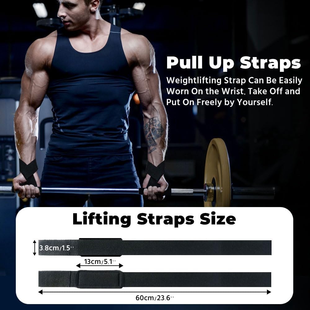 WSAKOUE Weightlifting Straps - Padded Neoprene Deadlift Straps for Powerlifting & Strength Training