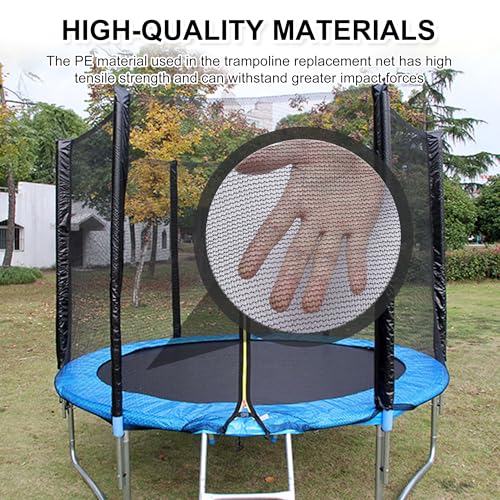 Black 10 ft Trampoline Safety Net Replacement for Garden Trampolines - 6 Poles