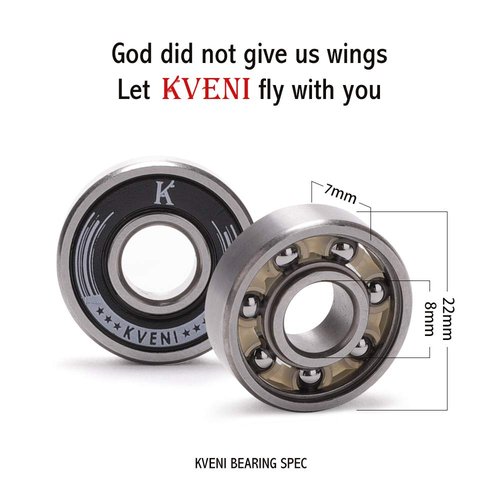 Premium Skateboard Bearings, Pro-Longboard Bearings, High-Speed 608rs-Ball Skate Bearing ABEC – for Skateboard, Quad Skate, Inline Rollerblades, Scooters Wheels and Spinners (Pack of 8) (Black)