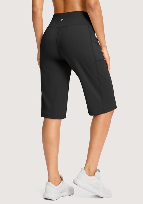 G Gradual Women's Bermuda Shorts - High Waisted, Knee Length, Stretchy Athletic Shorts with Pockets | Casual Summer Wear