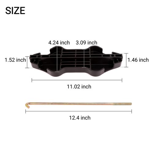 10L0L Golf Cart Battery Hold Down Fitting for Yamaha G29 Drive - Zinc Plated Battery Hold Down Rod 12.5 Inch J-Bolt&Nut and Plastic Plate, OEM#JW2-H2133-00,90201-08310,95702-08500