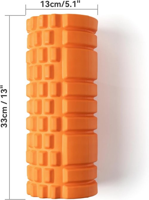 Krightlink High Density Foam Roller - 13" Patented Design for Deep Tissue Massage & Pain Relief | Orange