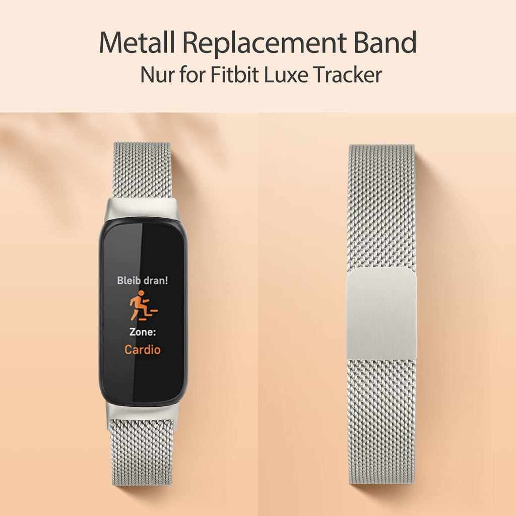Oumida Mesh Metal Band Compatible with Fitbit Luxe Band, Stainless Steel Adjustable Loop Strap Women Men Replacement Bands for Luxe Health &-Fitness-Tracker, Starlight+Champagne Gold