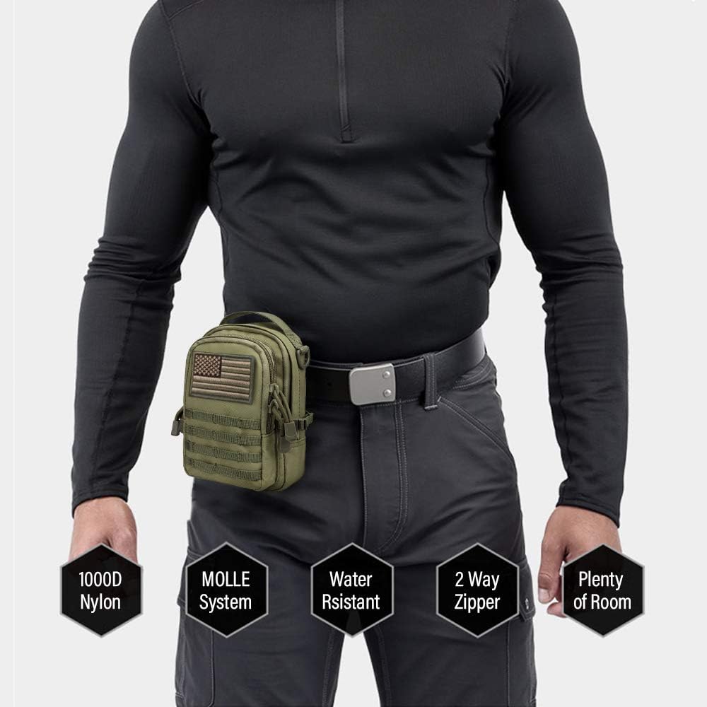 WYNEX Tactical Molle Small Pouch - EDC Utility Belt Phone Gadget Holder | IFAK Attachment for Tactical Gear