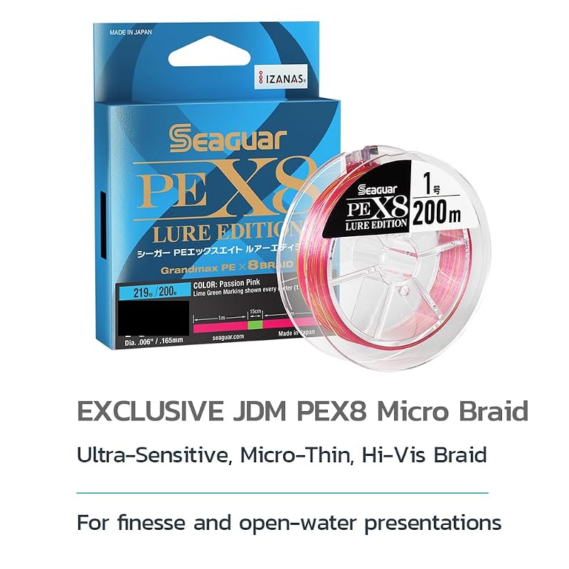Seaguar PEX8 Micro-Braid Fishing Line, 21lb, 219yds, Multi-Color - Freshwater