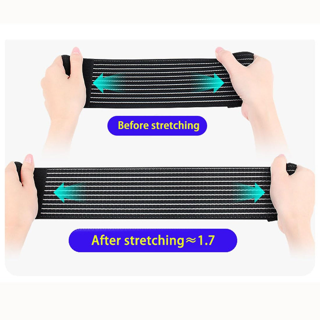 Skiennix Extra Long Elastic Knee Wrap - Compression Support Brace for Joint Pain Relief | Black, One Size