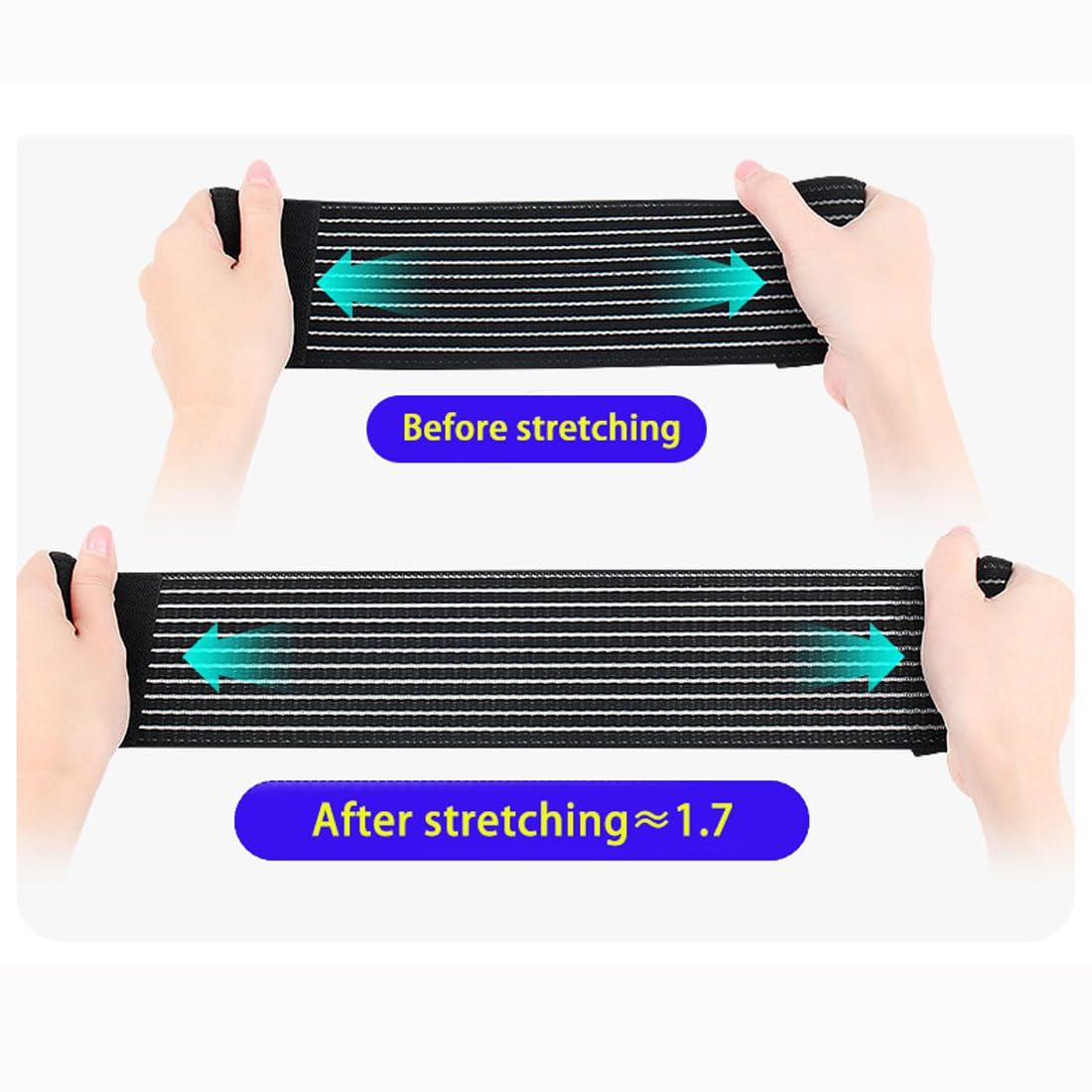 Skiennix Extra Long Elastic Knee Wrap - Compression Support Brace for Joint Pain Relief | Black, One Size
