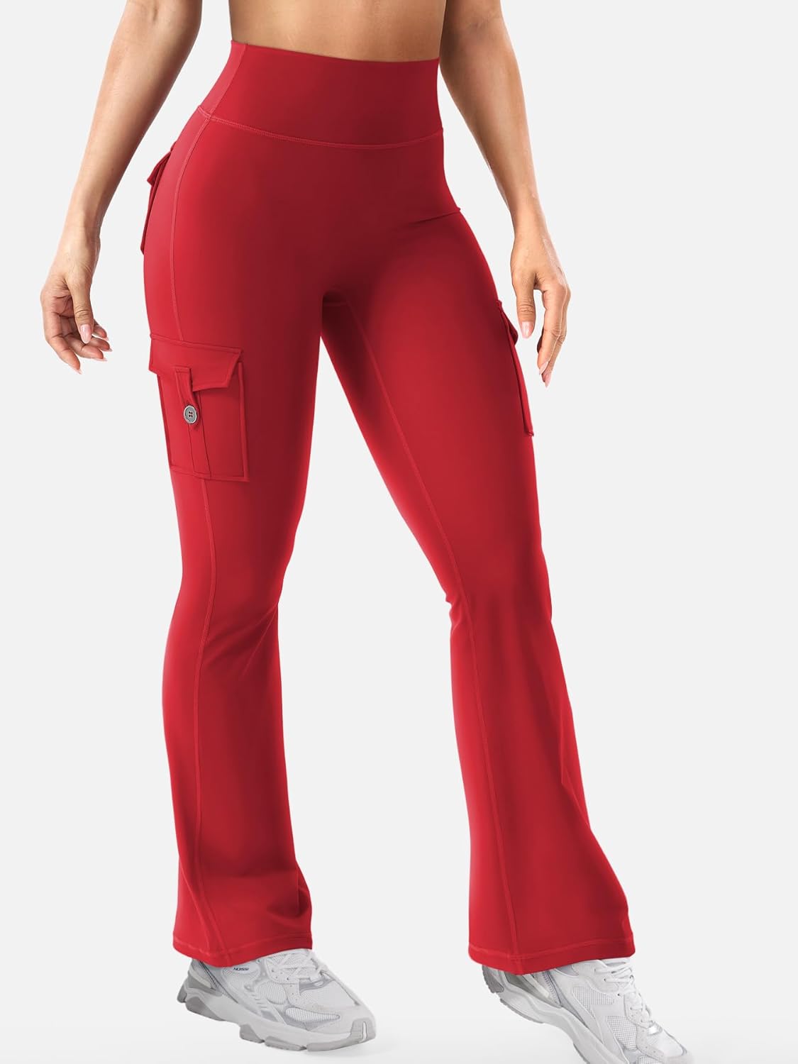YEOREO CoreFlex Women's High-Waisted Flare Leggings - Hidden Pockets, No Front Seam, Perfect for Yoga & Gym