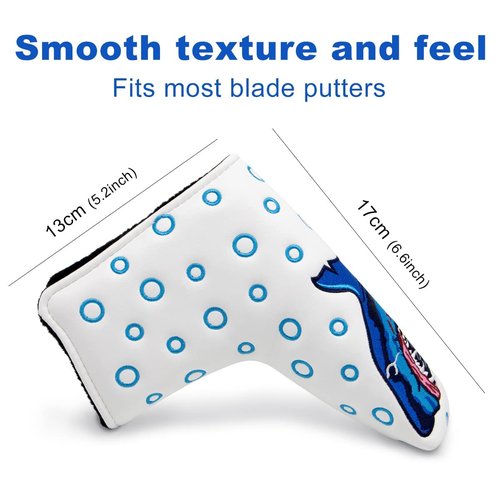 Shark Golf Blade Putter Club Head Cover Headcover Magnetic for Golf Clubs fits Blade Style Putters - Synthetic Leather Putter Cover for Scotty Cameron Select Newport Series Putters