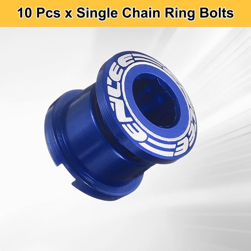 HARFINGTON 10pcs Single Chain Ring Bolts M8 Aluminum Alloy Bicycle Crankset Nut Chainwheel Screws for Road Bike Mountain Bike, Blue