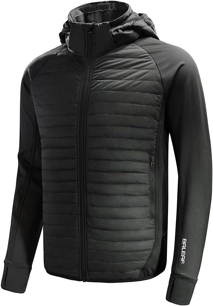 Baleaf Men's Lightweight Running Jacket - Warm Puffer Hybrid Coat for Hiking & Golf | Insulated Design