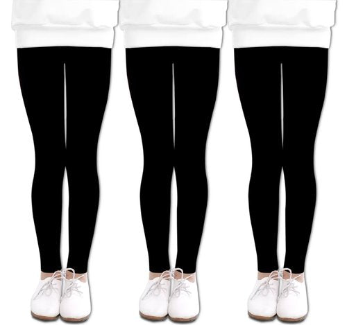 3 Pack Little Girls' Stretch Soft Athletic Leggings Kids Sweet Solid Yoga Comfy Pants Full Length 6t - 7t 3 PC Black