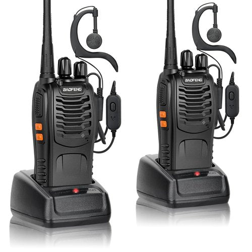 Walkie Talkies Long Range for Adults，radios Rechargeable walkie talkies with Earpieces 2 Way Radios UHF Handheld Transceiver Walky Talky Copy Frequency with Flashlight VOX for Camping Hunting（2 Pack）