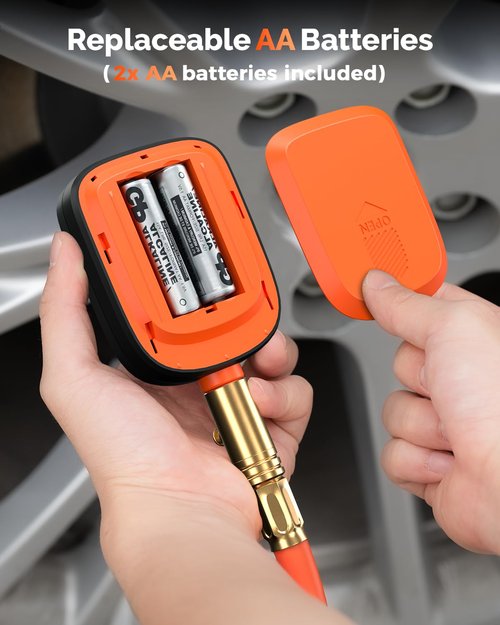 ETENWOLF T600 Digital Tire Pressure Gauge - High Precision 0-250 PSI with Rubber Hose & Replaceable Batteries