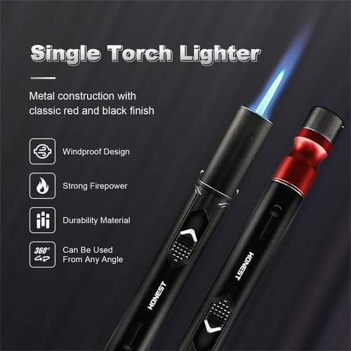 5-in-1 Windproof Torch Lighter,Adjustable Jet Flame with Punch,Holder & Draw Enhancer Tool,Refillable Butane Lighter for Camping, BBQ, Candles & Outdoor (Butane Not Included) Gift Set