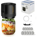 Electric Mason Jar Vacuum Sealer Kit, Portable, Automatic Start Stop, Wide Mouth and Regular Lid, Opener and Lids Included, for Canning Sealing Preserving Jars, Pickling, Jams Food Storage (Black)