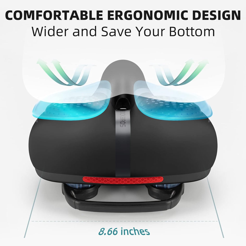 ROCKBROS Bike Seat - Comfortable Wide Gel Replacement Saddle | Breathable Waterproof Design for Cruiser & Mountain Bikes