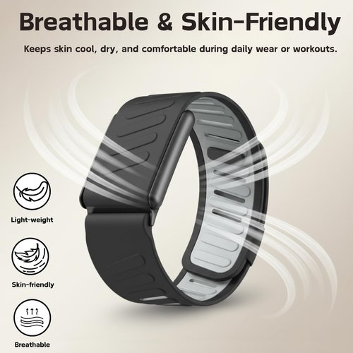 Vanet 2 Pack Sport Bands Compatible with Whoop 5.0 Bands Peak, MG Life & One, Silicone Breathable Waterproof Wirstbands Soft Adjustable Replacement Straps for Men Women [NOT for Gen 4]