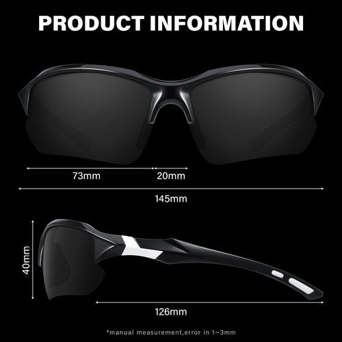 DioKiw 3PACK Sports Polarized Sunglasses for Men Cycling Running Fishing UV400 Protection Sun Glasses Lightweight Half Frame Goggles