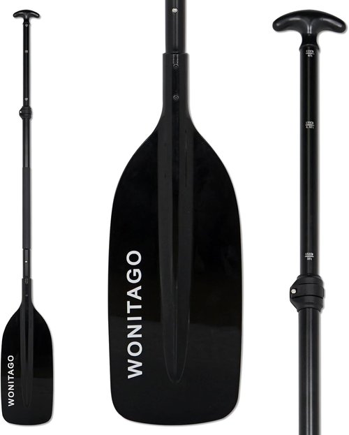 Canoe Paddles - Aluminum Paddle with Floating Plastic Blades | Adjustable 122-152 cm (4-5 Ft) - Black/Yellow