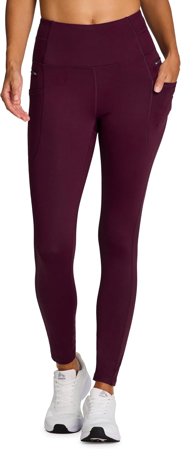 RBX Fleece-Lined Leggings for Women Yoga Pants with Pockets Gym Pants for Cold Weather Full-Length Leggings for Running Yoga