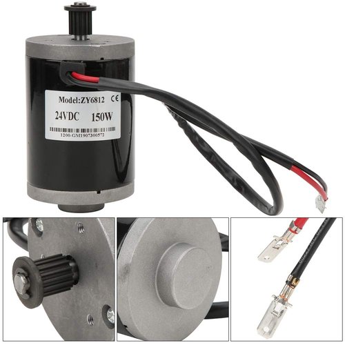 Joyzan Electric Brushed Motor, 24V Wheel Brush Motor 150W Small Scooter Gear Controller High Speed Motor Belt Pulley Synchronizing Aluminum Alloy 25H 9 Teeth Mini E Bike Go Cart ATV Bicycle ZY6812