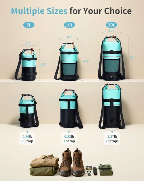 ECOHUB Waterproof Dry Bag - Lightweight Roll Top Storage for Travel, Kayaking & Hiking | 5L/10L/20L Sizes