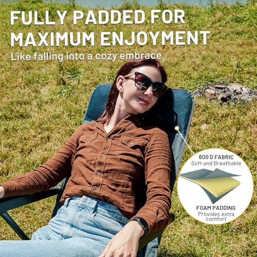 Blue 1 Pack Adjustable Camping Rocking Chair with Padded High Back & Anti-Tip Support