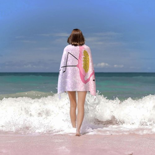 Cute Flamingo Beach Towel for Women/Adults, Personalized Microfiber Beach Towels Bulk, Quick Dry Beach Towel for Pool, Lightweight Bath Towels Oversized Clearance 30"x 60"