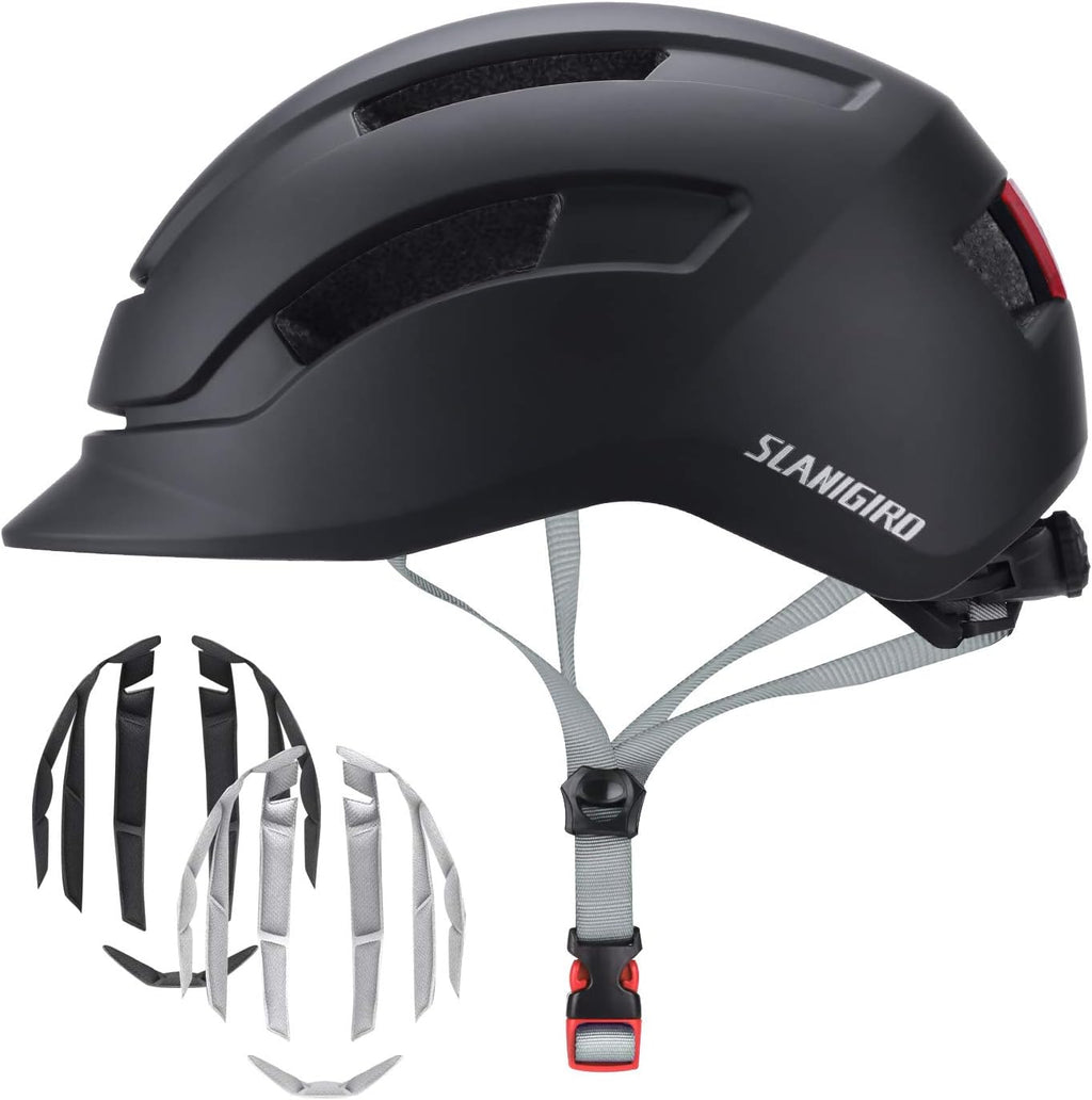 Skiennix Adult Urban Bike Helmet - Adjustable Fit System & Integrated Taillight for Safety