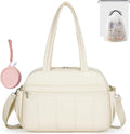 Small Gym Bag for Women, Mini Travel Duffle Bag with Shoe Bags and Coin Pouch, Carry on Weekender Bag, Portable Overnight Bag for Yoga, Pilates, Swimming, Off White