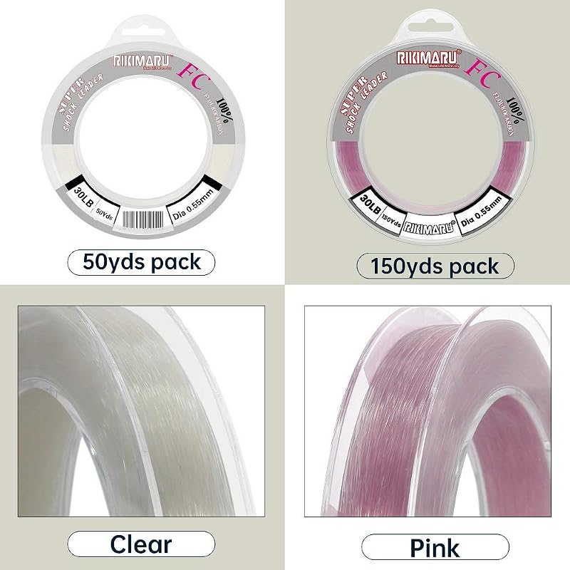 FC 100% Fluorocarbon Leader Material 50 Yards 100lb - Clear, Shock Resistant