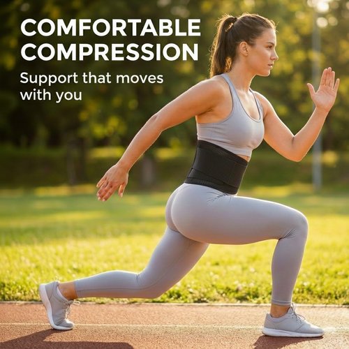 Breathable Mesh Back Brace for Lower Back Pain Relief, Adjustable Lower Back Brace with Flexible Stays, Thin & Elastic Back Support for Women & Men, Ideal for Work, Workouts (Fits Waist 31.1"-53.15")
