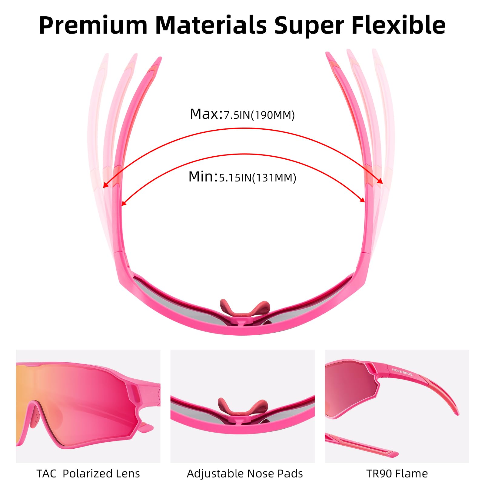 ROCKBROS Kids Polarized Sunglasses Cycling Glasses Sport Sunglasses UV400 Protection for Youth Boys Girls Age 8-14