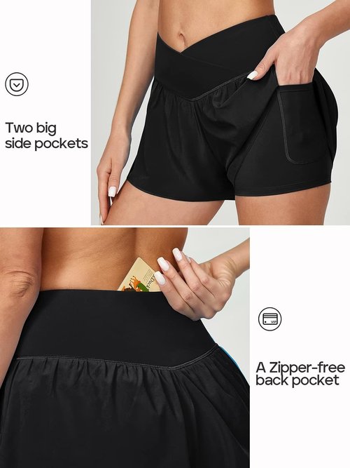 Ewedoos Athletic Shorts - Flowy High-Waisted Running Skorts for Women | Stylish Butterfly Design