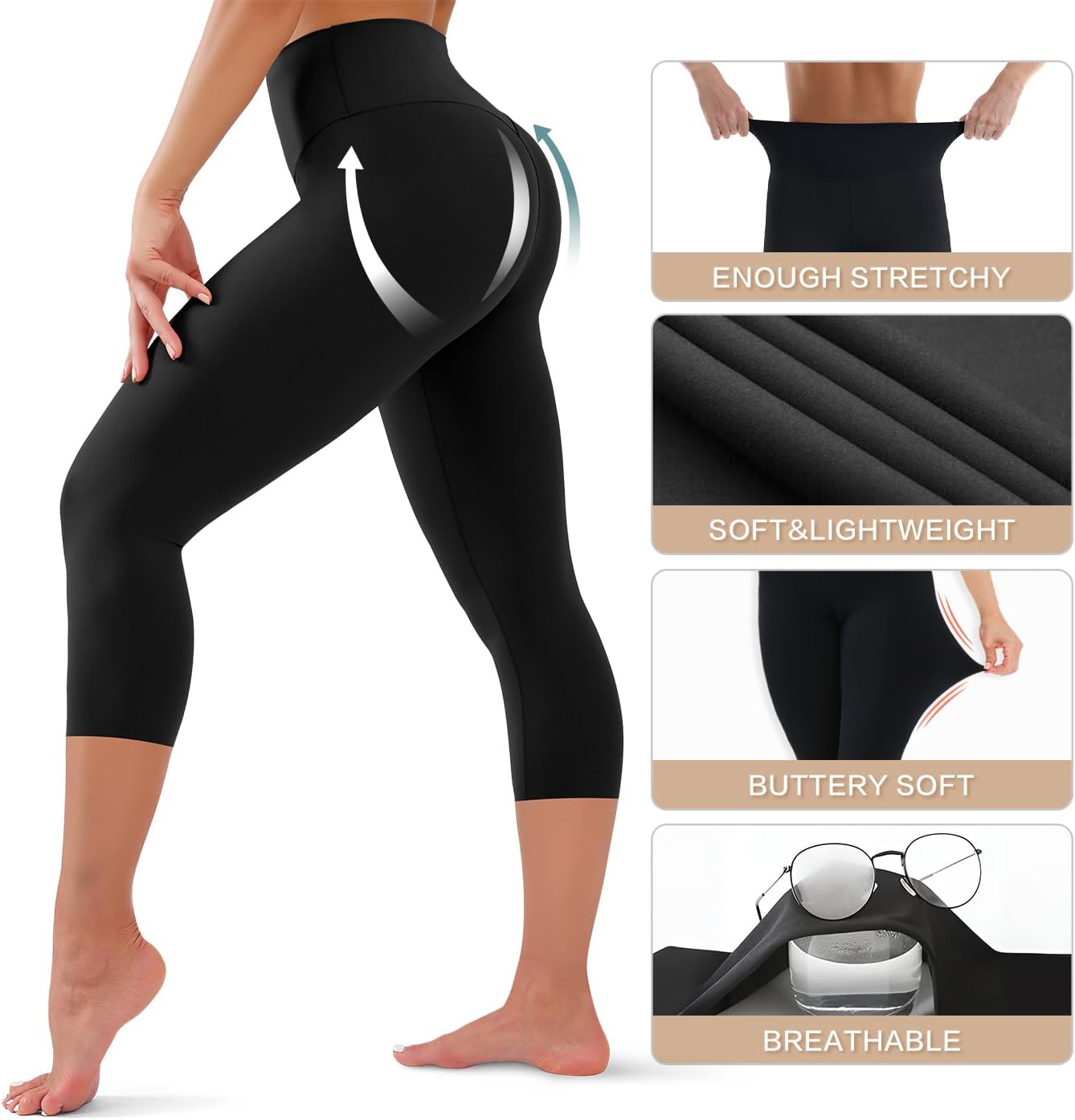 YUDSUD High Waisted Leggings - Tummy Control Yoga Pants for Women | Plus Size Athletic Wear