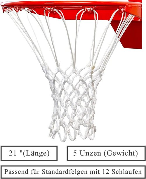 KATOP Professional Heavy Duty Basketball Net Replacement - All Weather Anti-Whip | Fits Standard Rims - 12 Loops (White & Red)