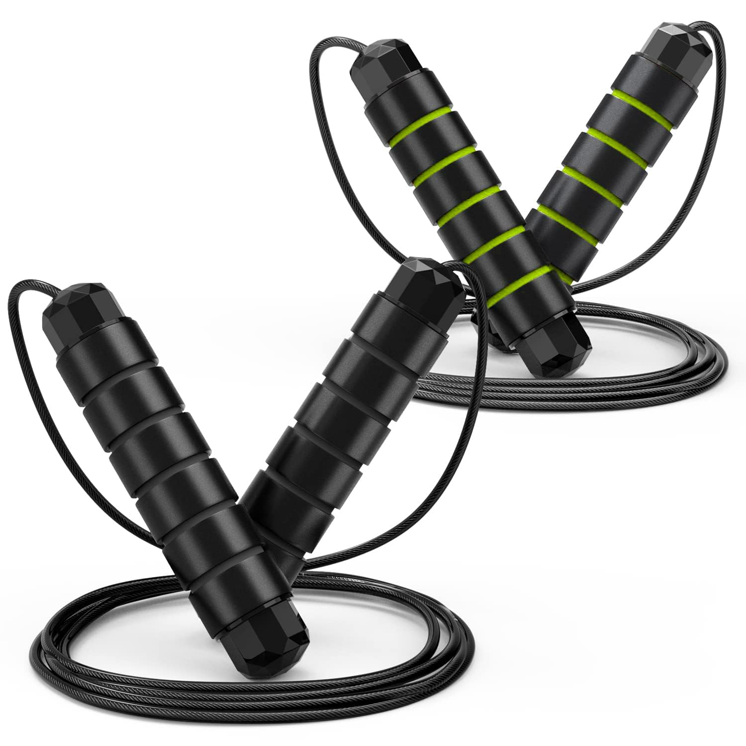 Jump Rope, Tangle-Free Rapid Speed Jumping Rope Cable with Ball Bearings for Women, Men, and Kids, Adjustable Steel Jump Rope with Foam Handles for Home Gym Exercise Fitness Workout Equipment & Slim Body