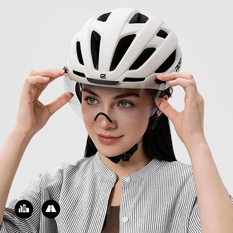 Bike Helmet with Rear LED Light and MIPS Protection - Medium Greyish White