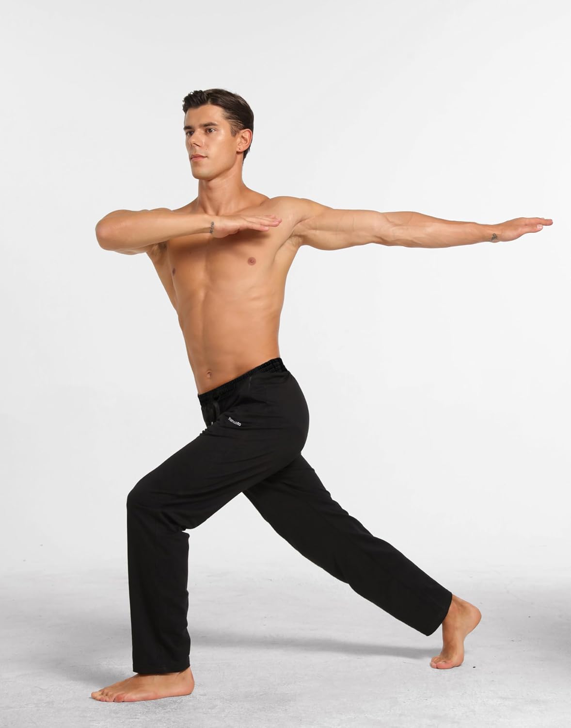 Skiennix Men's Cotton Yoga Pants - Casual Jersey Sweatpants with Zipper Pockets | Open Bottom, Straight Leg