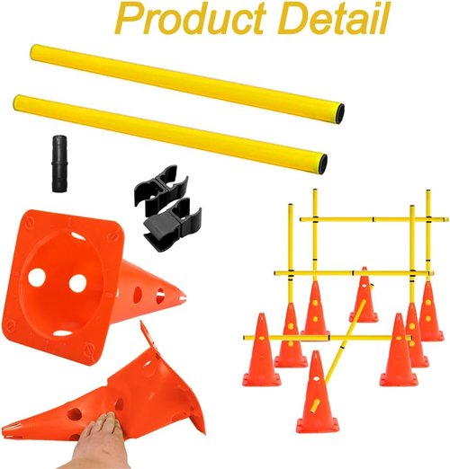 Agility Poles - Detachable Speed Training Set with 8 Cones & 12 Poles for Enhanced Performance
