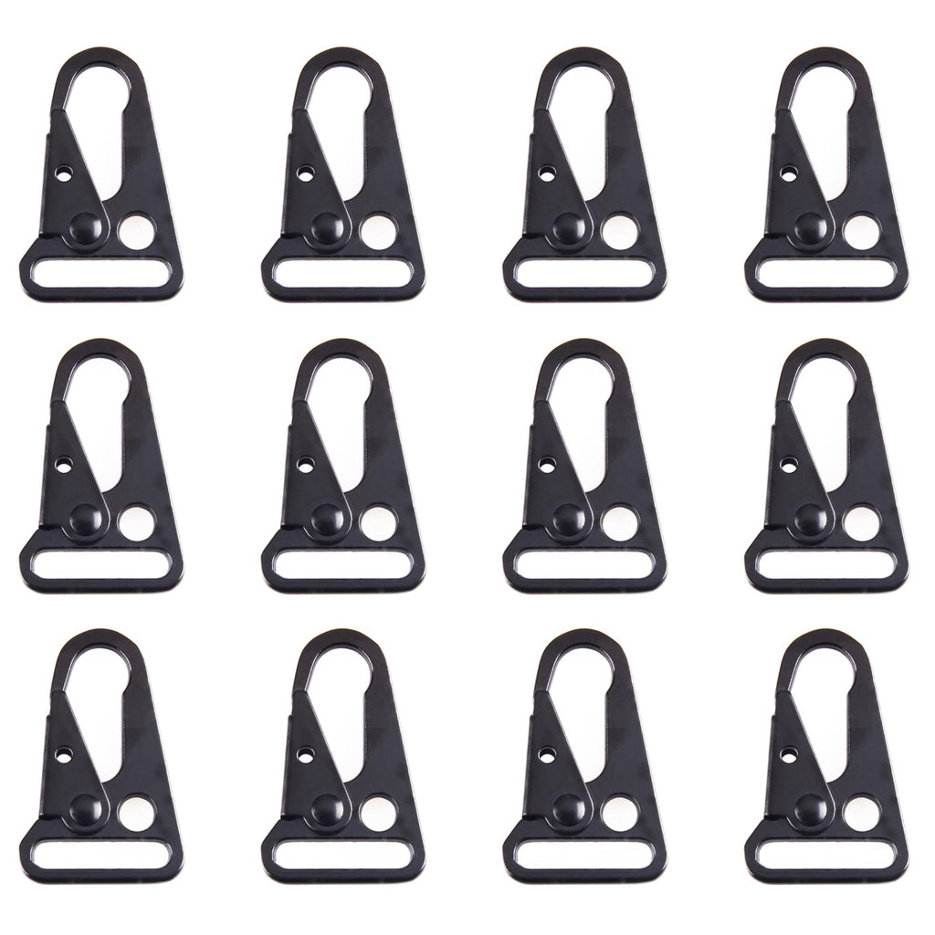 TRIWONDER Enlarged Mouth Clips HK Hook Heavy Duty Snap Hooks Sling Clips for Paracord Outdoors Bag Backpack (1" Black (12-Pack))