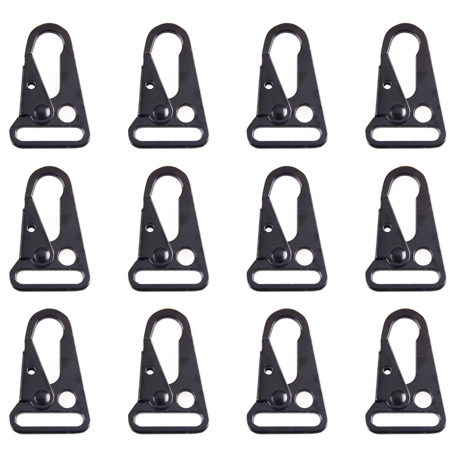 TRIWONDER Enlarged Mouth Clips HK Hook Heavy Duty Snap Hooks Sling Clips for Paracord Outdoors Bag Backpack (1" Black (12-Pack))