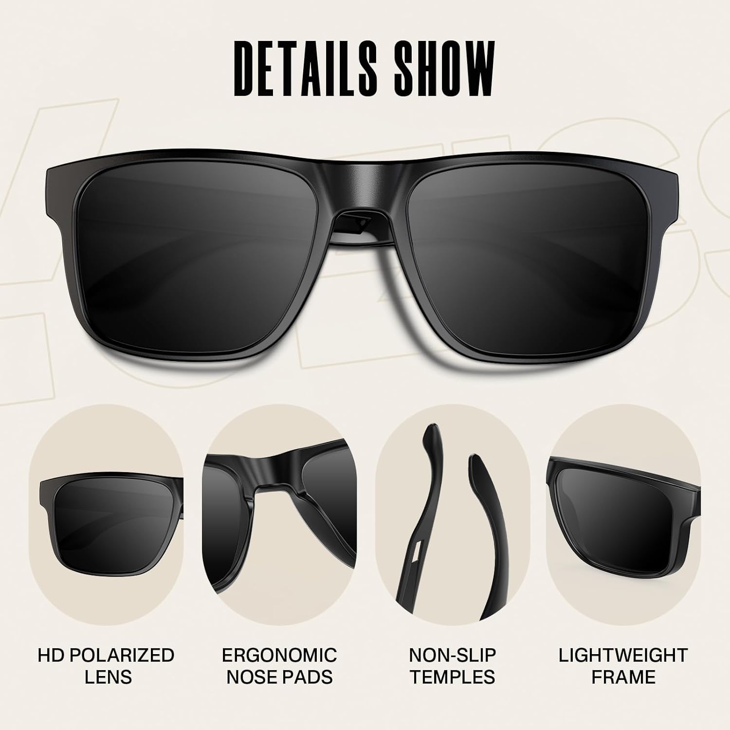 Polarized Sunglasses - UV400 Protection, Lightweight Design for Men & Women | Square Frame for Outdoor Activities