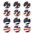 Assorted Golf Ball Markers Value Pack 12 with Cap Clip & Divot Tools - American Flag Eagle Variation