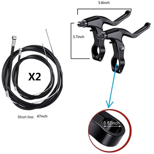 Bike Disc Brake Kit,Bike Front and Back Disc Brake Kit-Calipers,2 Pcs Stainless Steel 160 mm Rotors&Cable&Brake Lever&A pair of bicycle brake levers&fixing screws,BB7（Black）