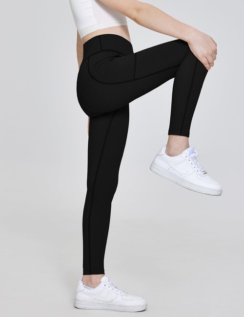 Arshiner Girls Athletic Leggings with Pockets Kids Crossover High Waisted Dance Workout Running Yoga Pants Black