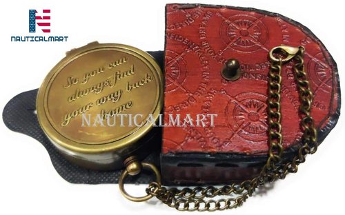 NauticalMart Brass Compass with Case – “So You Can Always Find Your Way Back Home” Engraved Gift for Boyfriend, Husband & Son | Collectible Gift, Perfect for Christmas & Holiday Gifting