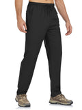 BondiTrekk Mens Lightweight Hiking Pants Water Resistant Athletic Workout Running Travel Casual Joggers 3 Pockets Quick Dry Black